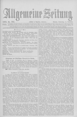 Allgemeine Zeitung Donnerstag 24. September 1885