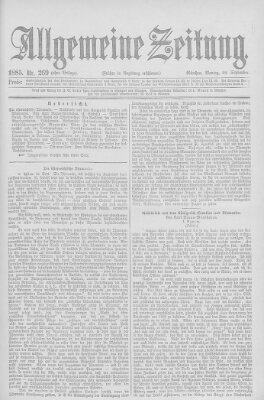 Allgemeine Zeitung Montag 28. September 1885