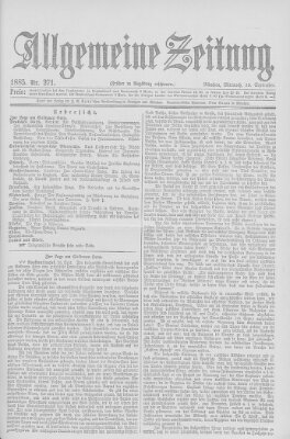 Allgemeine Zeitung Mittwoch 30. September 1885