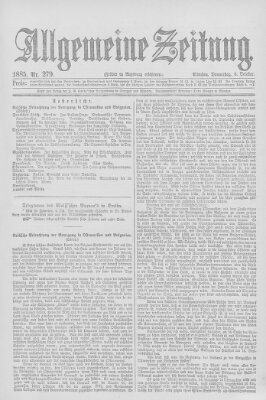 Allgemeine Zeitung Donnerstag 8. Oktober 1885