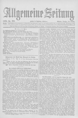 Allgemeine Zeitung Dienstag 20. Oktober 1885