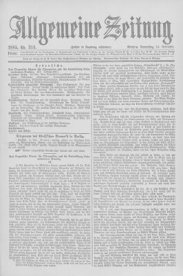 Allgemeine Zeitung Donnerstag 12. November 1885