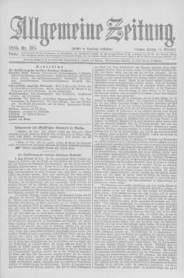 Allgemeine Zeitung Freitag 13. November 1885