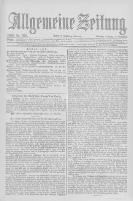 Allgemeine Zeitung Dienstag 24. November 1885