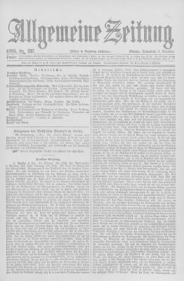 Allgemeine Zeitung Samstag 5. Dezember 1885