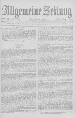 Allgemeine Zeitung Montag 4. Januar 1886