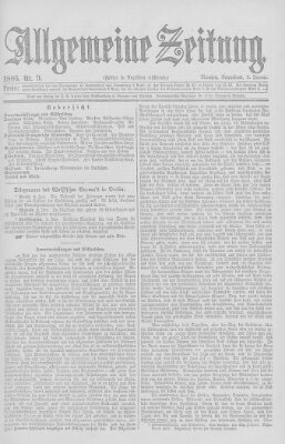 Allgemeine Zeitung Samstag 9. Januar 1886