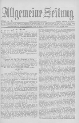 Allgemeine Zeitung Mittwoch 13. Januar 1886