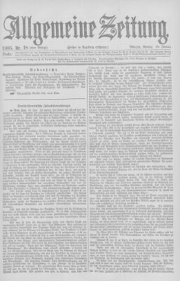 Allgemeine Zeitung Montag 18. Januar 1886