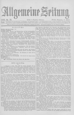 Allgemeine Zeitung Donnerstag 21. Januar 1886