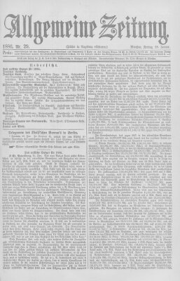 Allgemeine Zeitung Freitag 29. Januar 1886