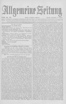 Allgemeine Zeitung Samstag 30. Januar 1886