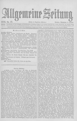 Allgemeine Zeitung Samstag 6. Februar 1886