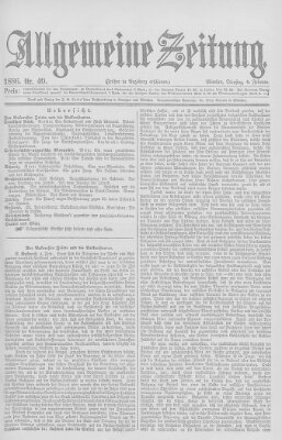 Allgemeine Zeitung Dienstag 9. Februar 1886