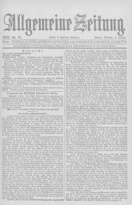 Allgemeine Zeitung Mittwoch 10. Februar 1886