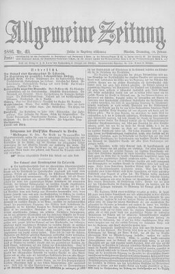 Allgemeine Zeitung Donnerstag 18. Februar 1886