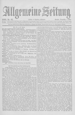 Allgemeine Zeitung Donnerstag 4. März 1886