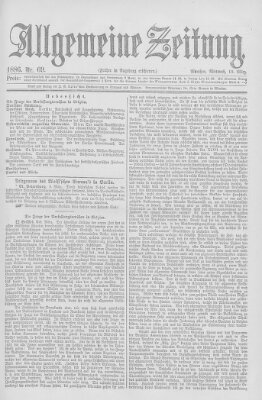 Allgemeine Zeitung Mittwoch 10. März 1886