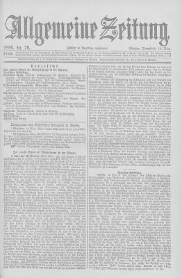 Allgemeine Zeitung Samstag 20. März 1886