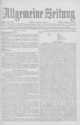 Allgemeine Zeitung Dienstag 13. April 1886