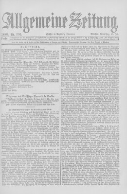 Allgemeine Zeitung Donnerstag 15. Juli 1886