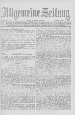 Allgemeine Zeitung Sonntag 1. August 1886