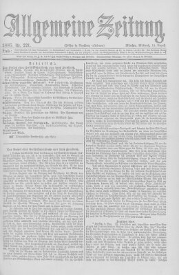 Allgemeine Zeitung Mittwoch 11. August 1886