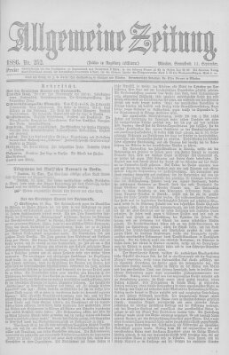 Allgemeine Zeitung Samstag 11. September 1886