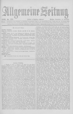 Allgemeine Zeitung Samstag 18. September 1886