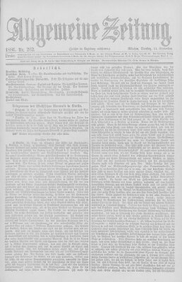 Allgemeine Zeitung Dienstag 21. September 1886