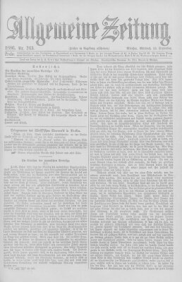 Allgemeine Zeitung Mittwoch 22. September 1886