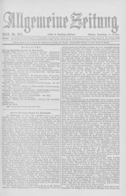 Allgemeine Zeitung Donnerstag 14. Oktober 1886