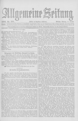 Allgemeine Zeitung Sonntag 17. Oktober 1886