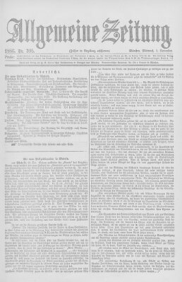 Allgemeine Zeitung Mittwoch 3. November 1886