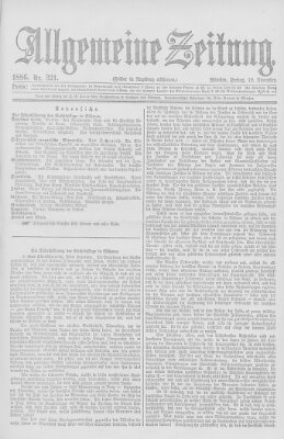 Allgemeine Zeitung Freitag 19. November 1886