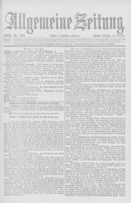 Allgemeine Zeitung Dienstag 23. November 1886