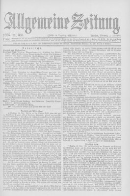 Allgemeine Zeitung Mittwoch 1. Dezember 1886