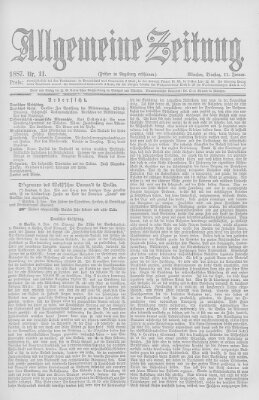 Allgemeine Zeitung Dienstag 11. Januar 1887