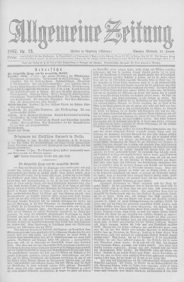 Allgemeine Zeitung Mittwoch 12. Januar 1887