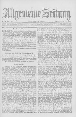 Allgemeine Zeitung Freitag 14. Januar 1887