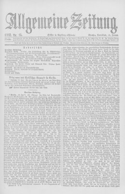 Allgemeine Zeitung Samstag 15. Januar 1887