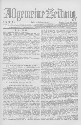 Allgemeine Zeitung Dienstag 18. Januar 1887