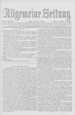 Allgemeine Zeitung Donnerstag 20. Januar 1887