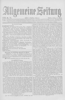 Allgemeine Zeitung Freitag 21. Januar 1887