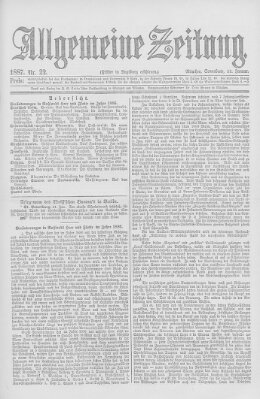 Allgemeine Zeitung Samstag 22. Januar 1887