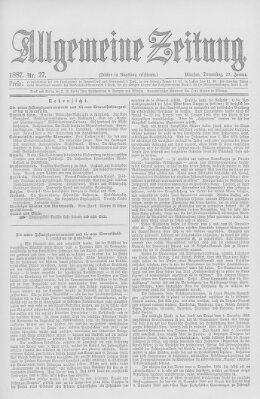 Allgemeine Zeitung Donnerstag 27. Januar 1887