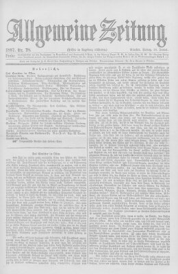 Allgemeine Zeitung Freitag 28. Januar 1887