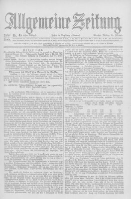 Allgemeine Zeitung Montag 14. Februar 1887