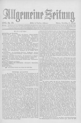 Allgemeine Zeitung Donnerstag 17. Februar 1887