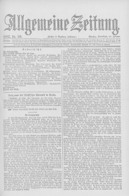 Allgemeine Zeitung Samstag 19. Februar 1887